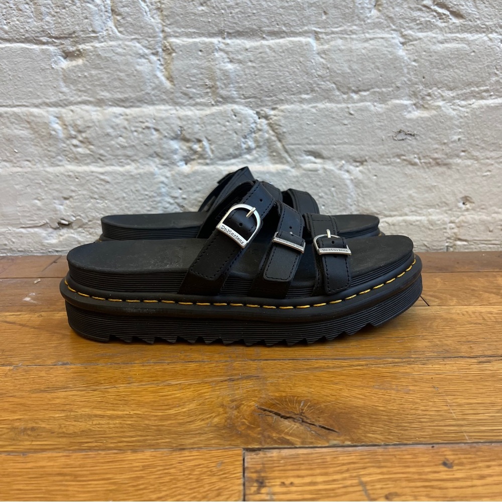 Dr. Martens Black Platform Sandals with Buckle Straps